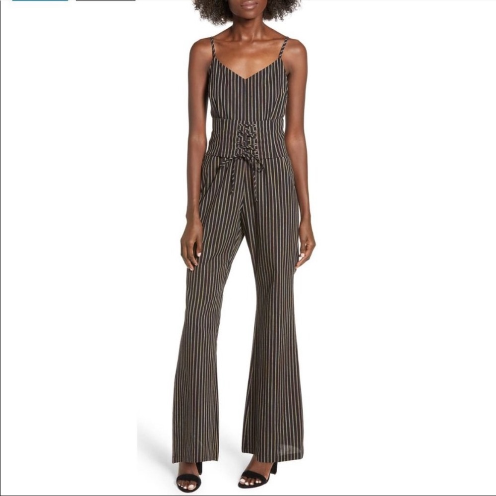 Cupcakes and Cashmere Jaiden black striped sleeveless jumpsuit NWT 2